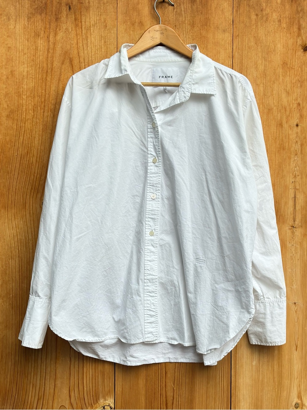 Frame Organic Cotton White Oversized Blouse Sz Large